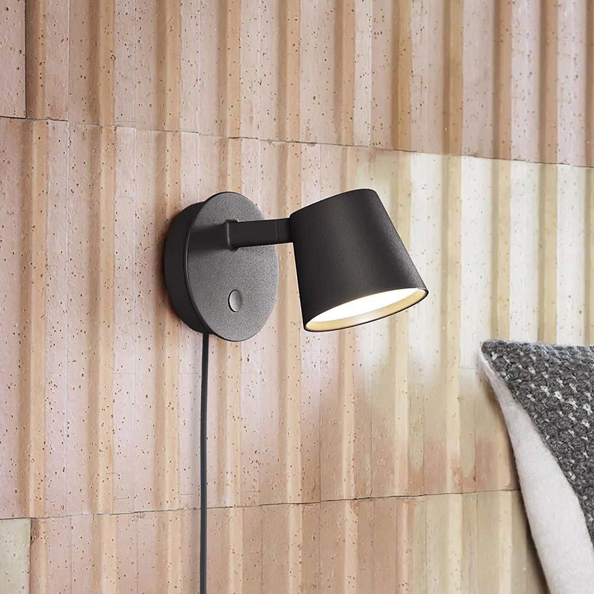 Anglepoint Black White Red Plug-In Wall Light
