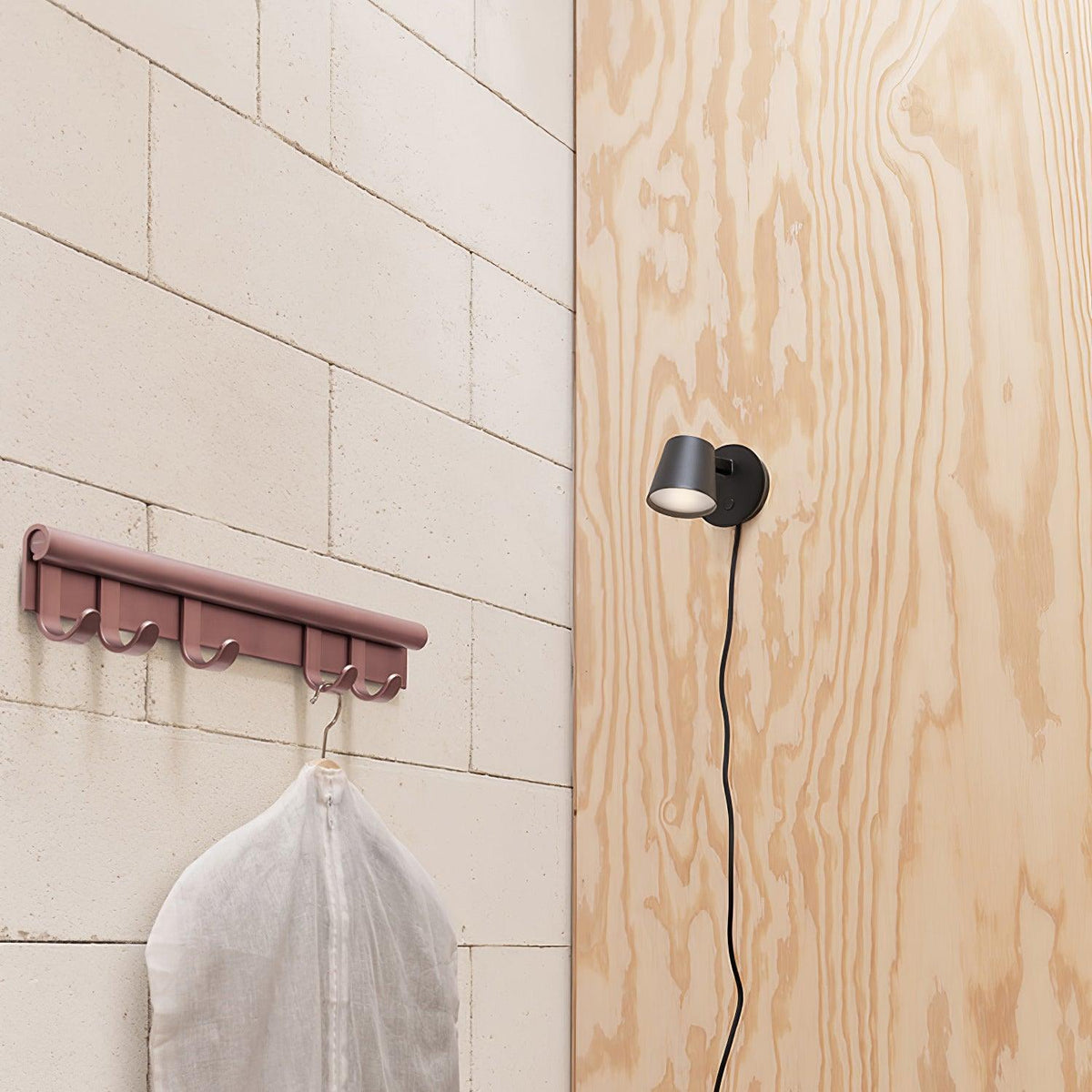 Anglepoint Black White Red Plug-In Wall Light