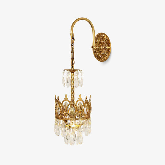 Arched Drop Copper Clear Crystal Wall Light