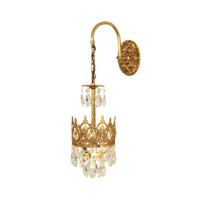 Arched Drop Copper Clear Crystal Wall Light