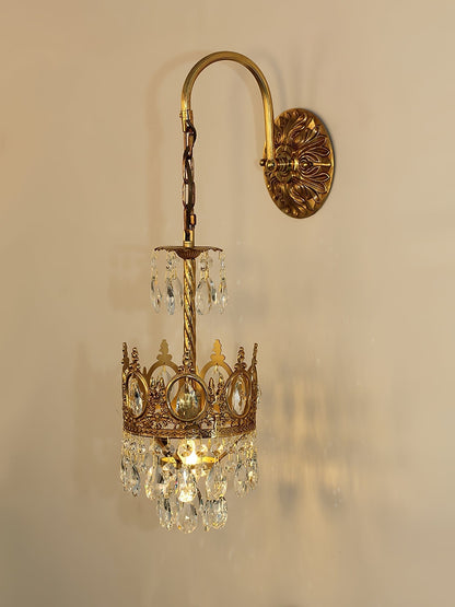 Arched Drop Copper Clear Crystal Wall Light