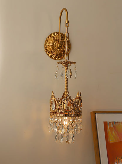Arched Drop Copper Clear Crystal Wall Light