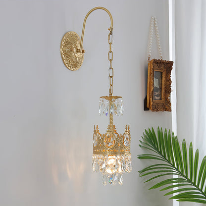 Arched Drop Copper Clear Crystal Wall Light