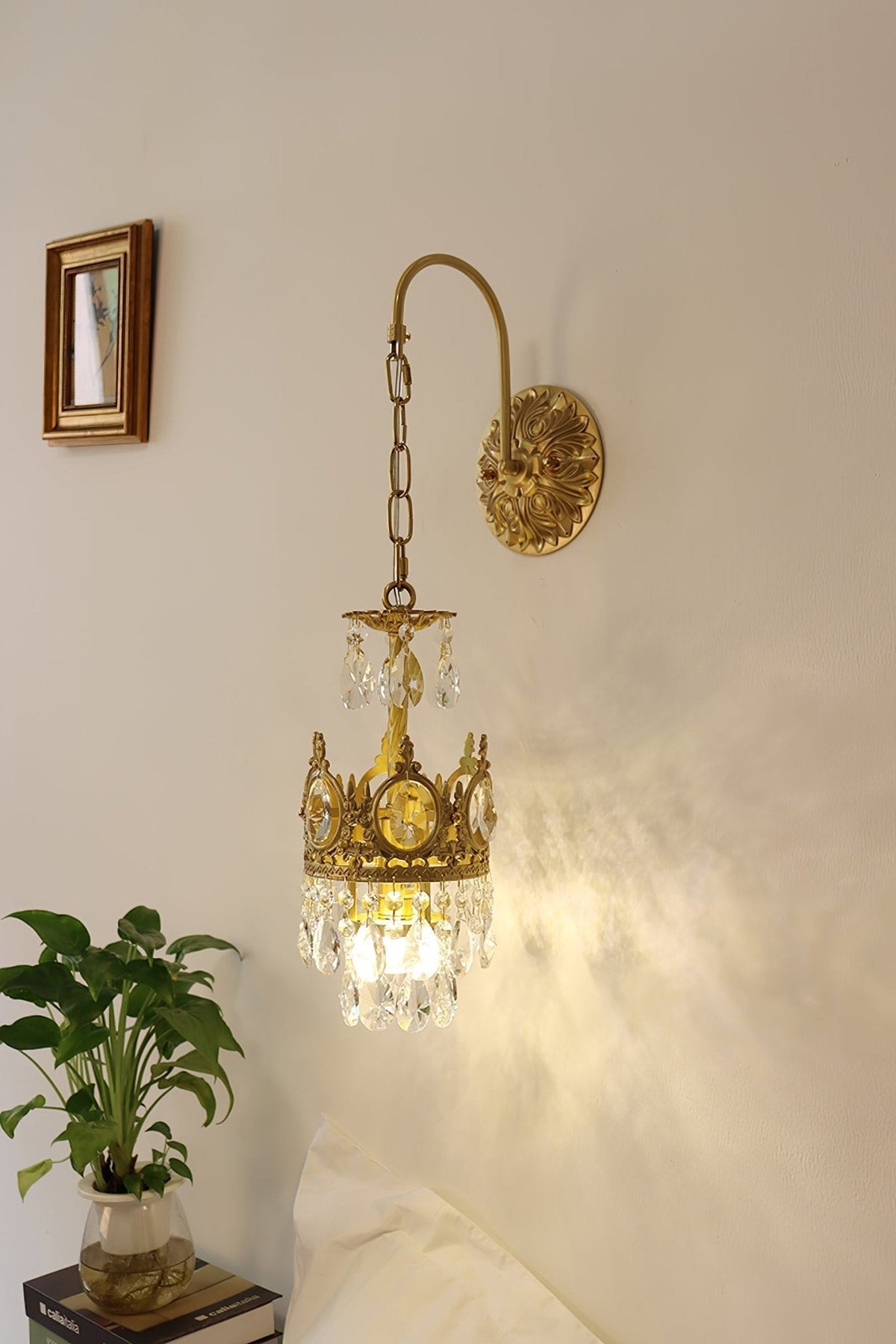 Arched Drop Copper Clear Crystal Wall Light