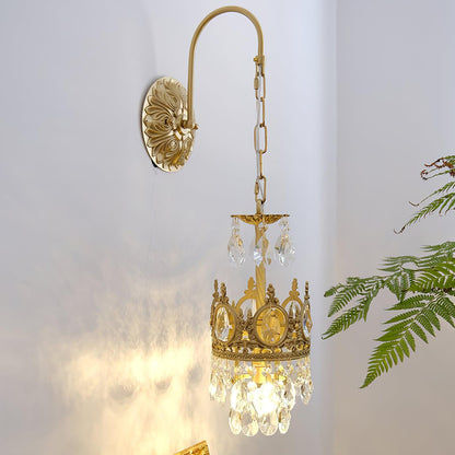 Arched Drop Copper Clear Crystal Wall Light