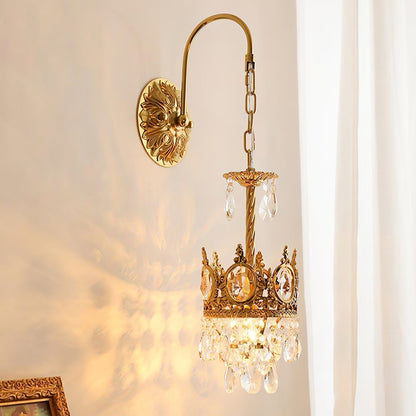 Arched Drop Copper Clear Crystal Wall Light