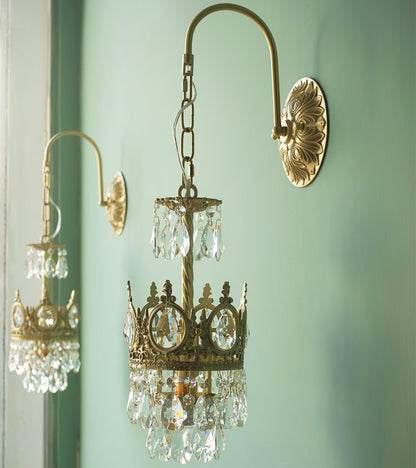 Arched Drop Copper Clear Crystal Wall Light