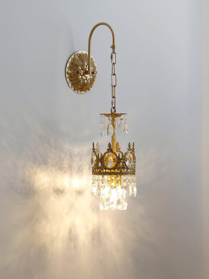 Arched Drop Copper Clear Crystal Wall Light