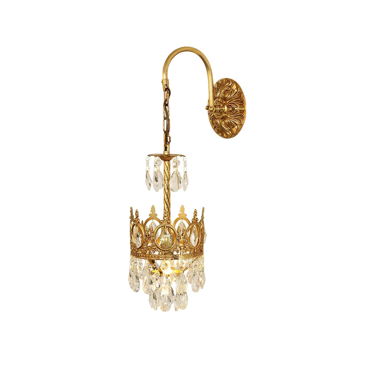Arched Drop Copper Clear Crystal Wall Light
