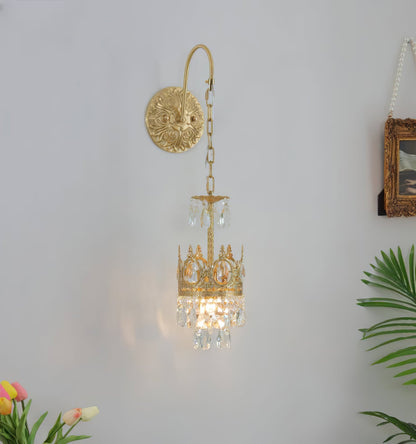Arched Drop Copper Clear Crystal Wall Light