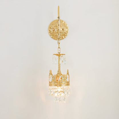 Arched Drop Copper Clear Crystal Wall Light