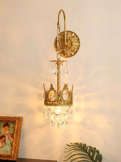 Arched Drop Copper Clear Crystal Wall Light