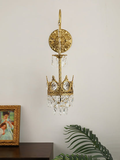 Arched Drop Copper Clear Crystal Wall Light