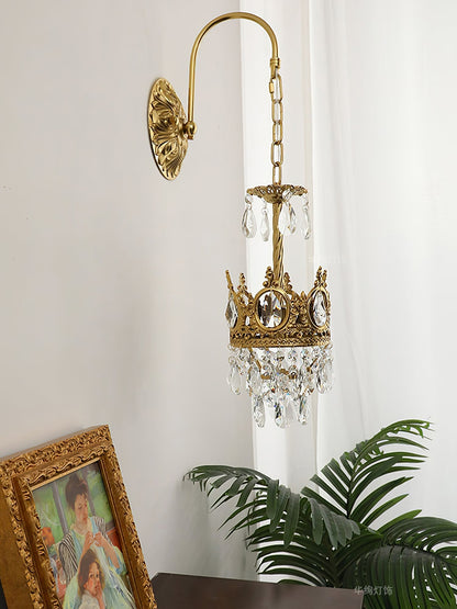 Arched Drop Copper Clear Crystal Wall Light