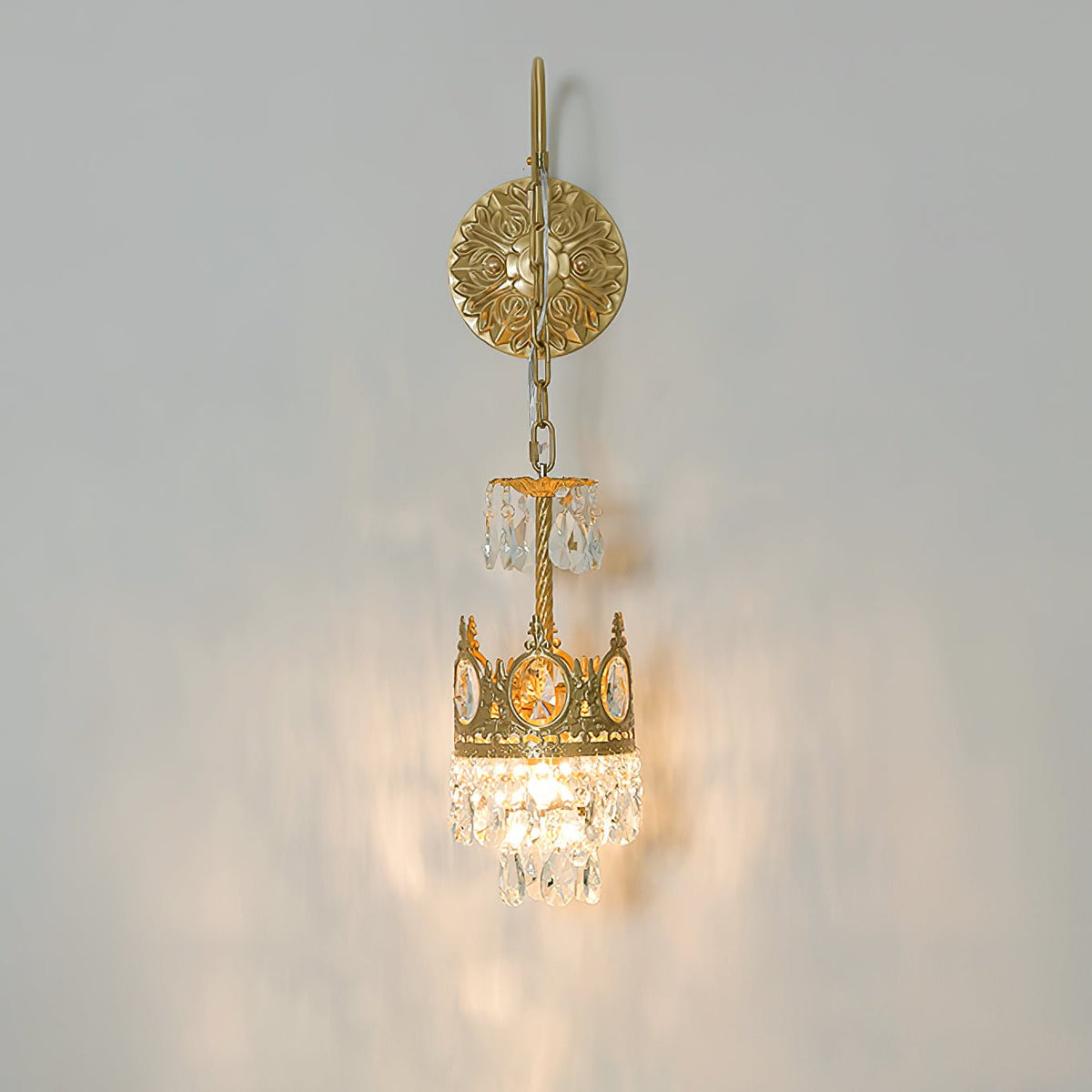 Arched Drop Copper Clear Crystal Wall Light
