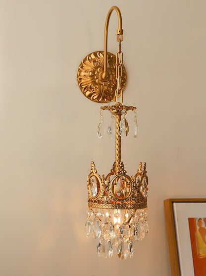 Arched Drop Copper Clear Crystal Wall Light