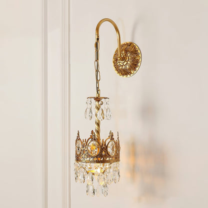 Arched Drop Copper Clear Crystal Wall Light