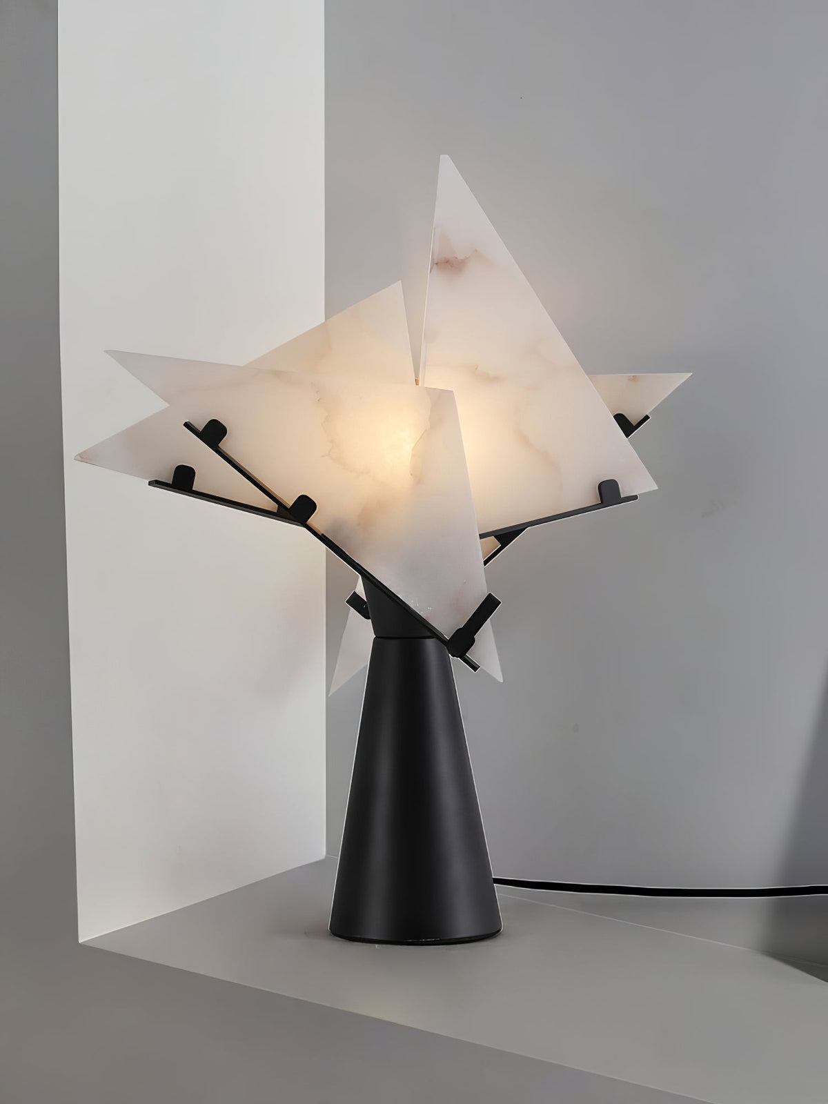 Architectural Black Alabaster Table Lamp