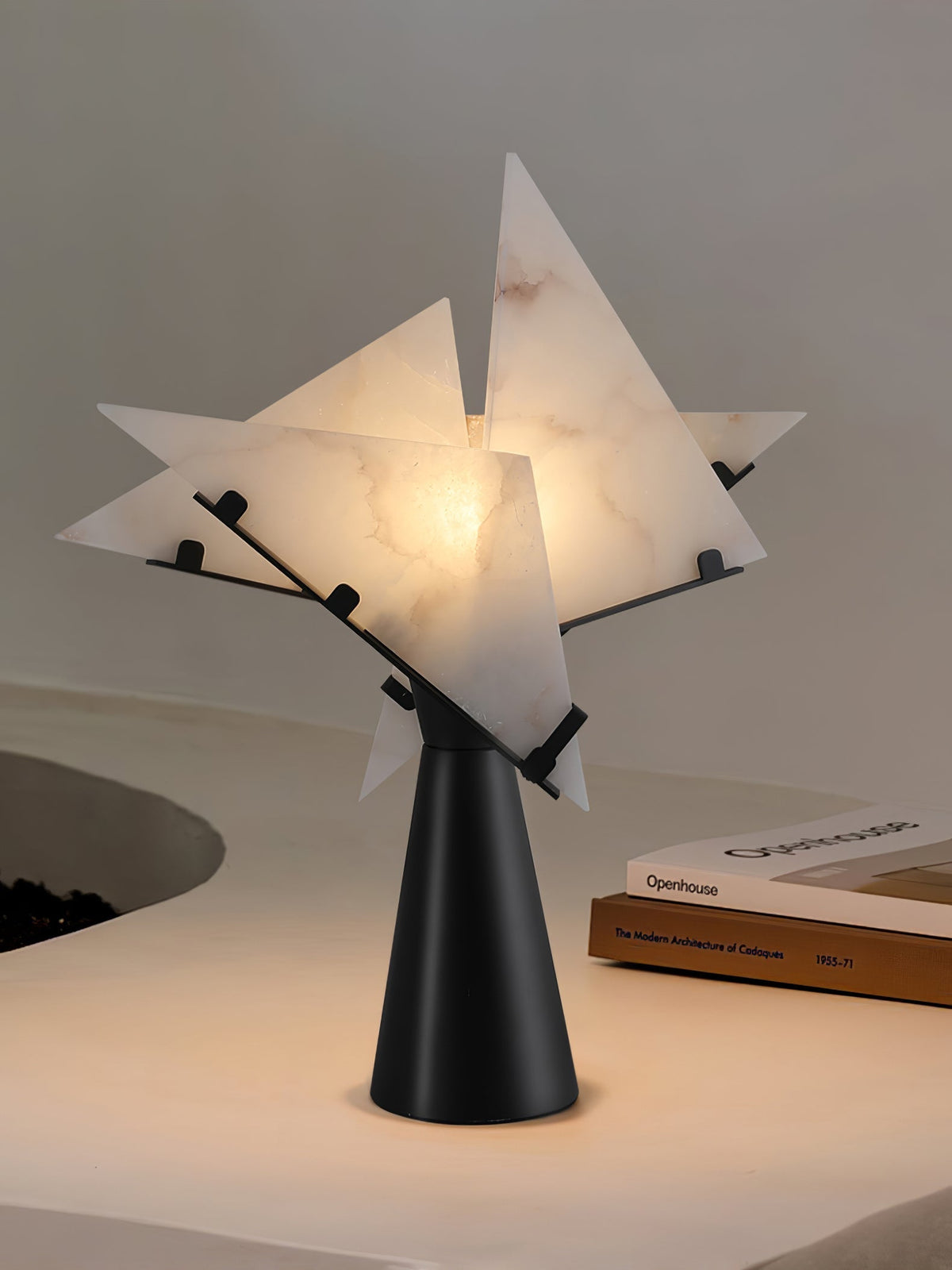 Architectural Black Alabaster Table Lamp