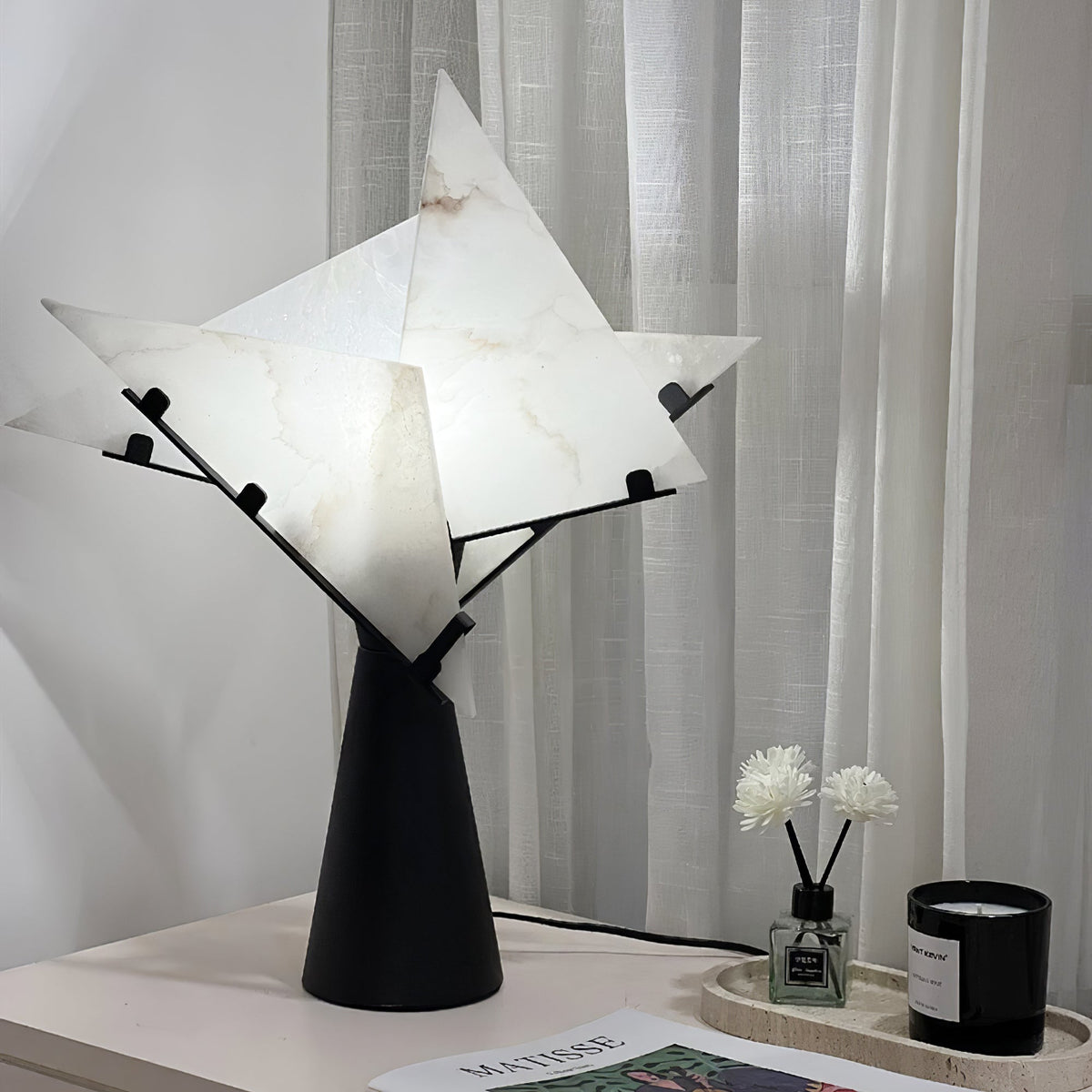 Architectural Black Alabaster Table Lamp