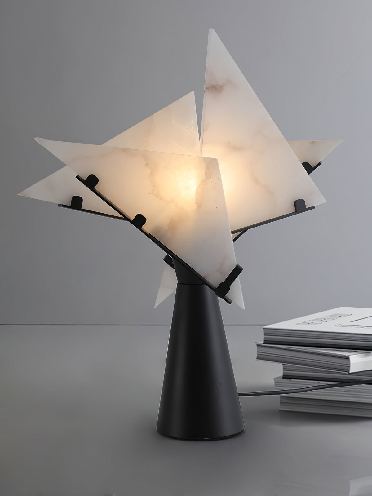 Architectural Black Alabaster Table Lamp