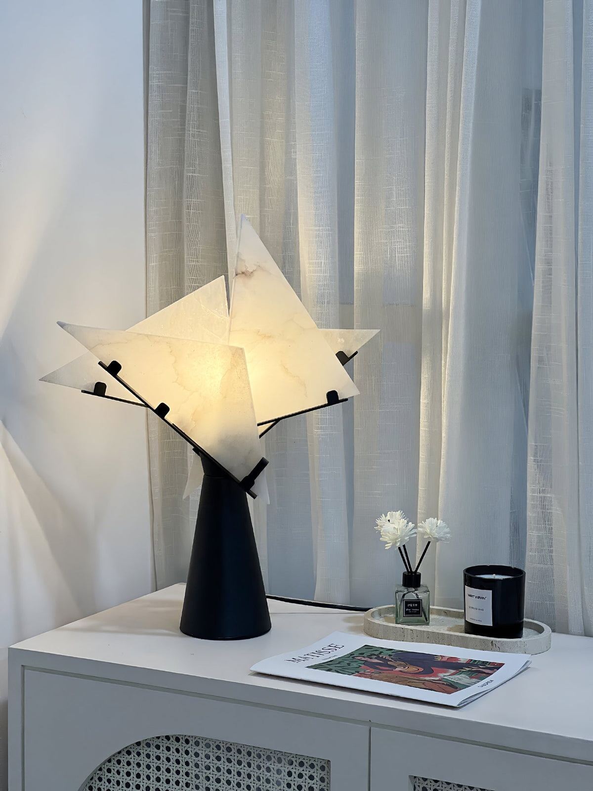 Architectural Black Alabaster Table Lamp