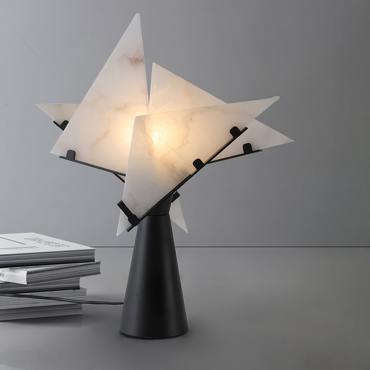 Architectural Black Alabaster Table Lamp