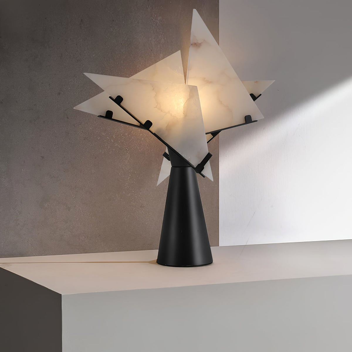 Architectural Black Alabaster Table Lamp