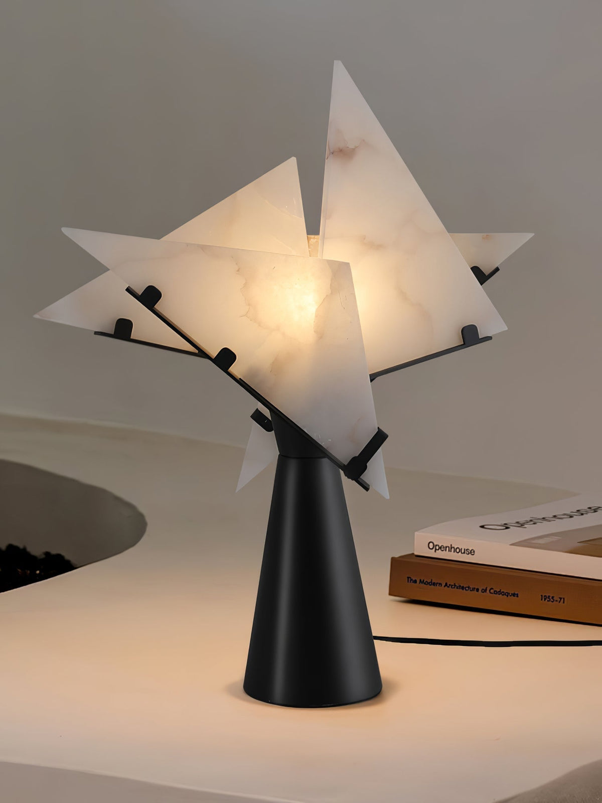 Architectural Black Alabaster Table Lamp