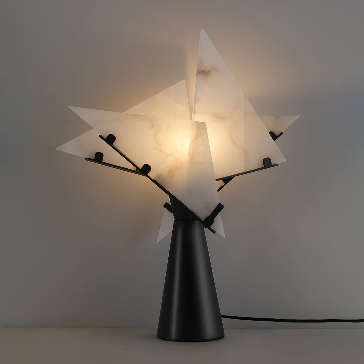 Architectural Black Alabaster Table Lamp