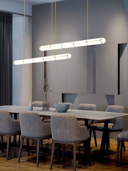 Architectural Cylinder Gold Black LED Linear Pendant