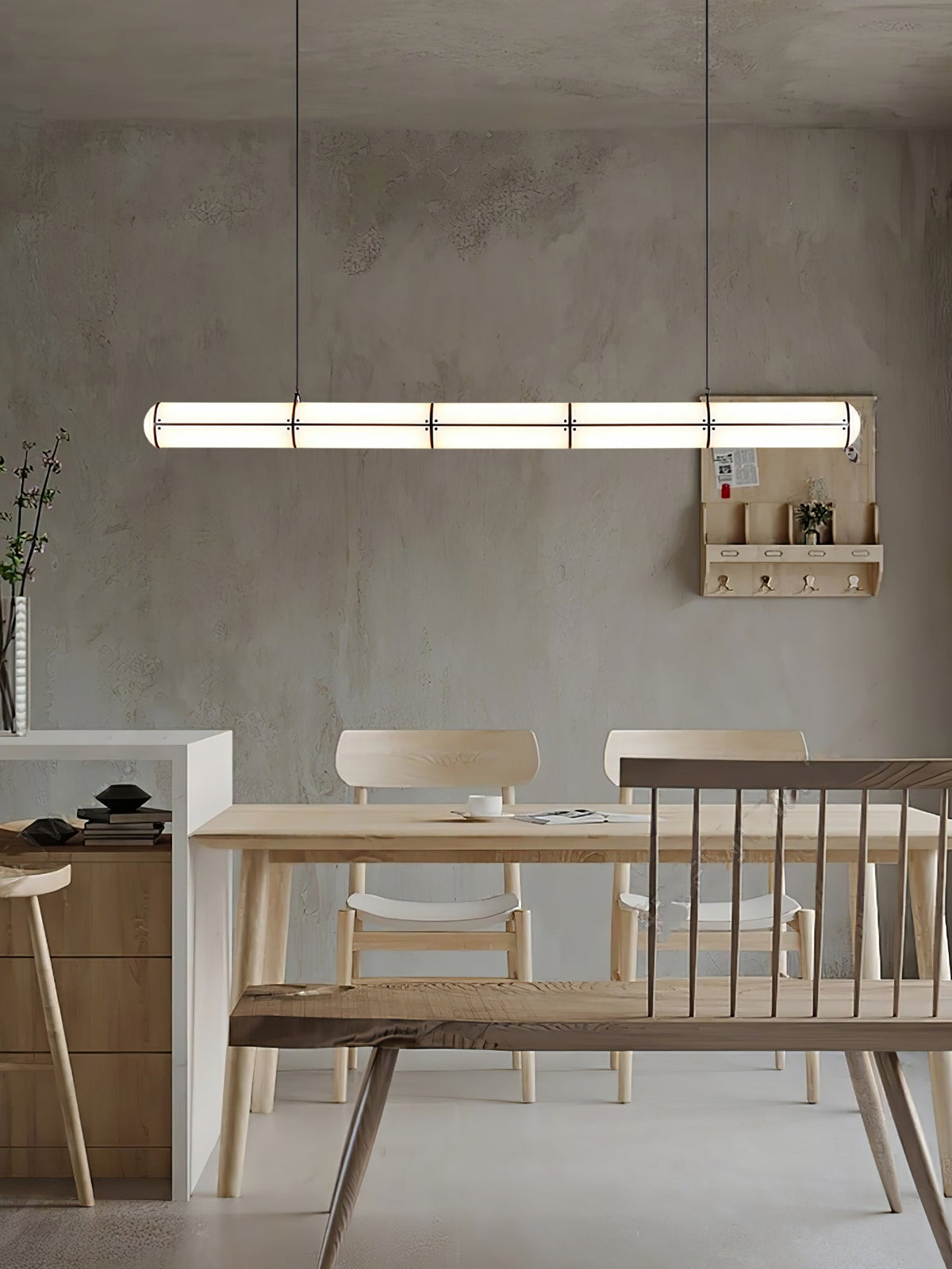 Architectural Cylinder Gold Black LED Linear Pendant
