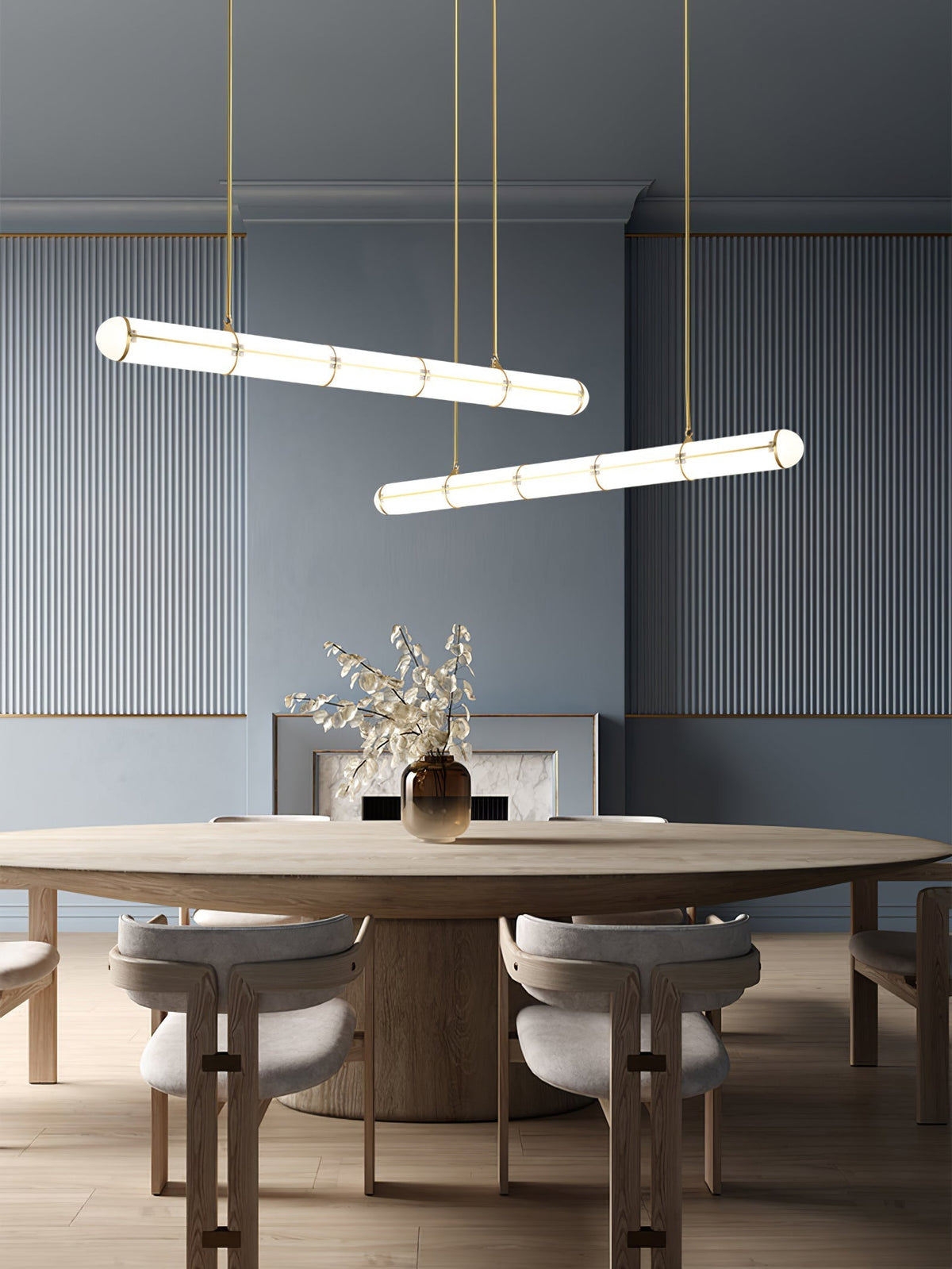 Architectural Cylinder Gold Black LED Linear Pendant