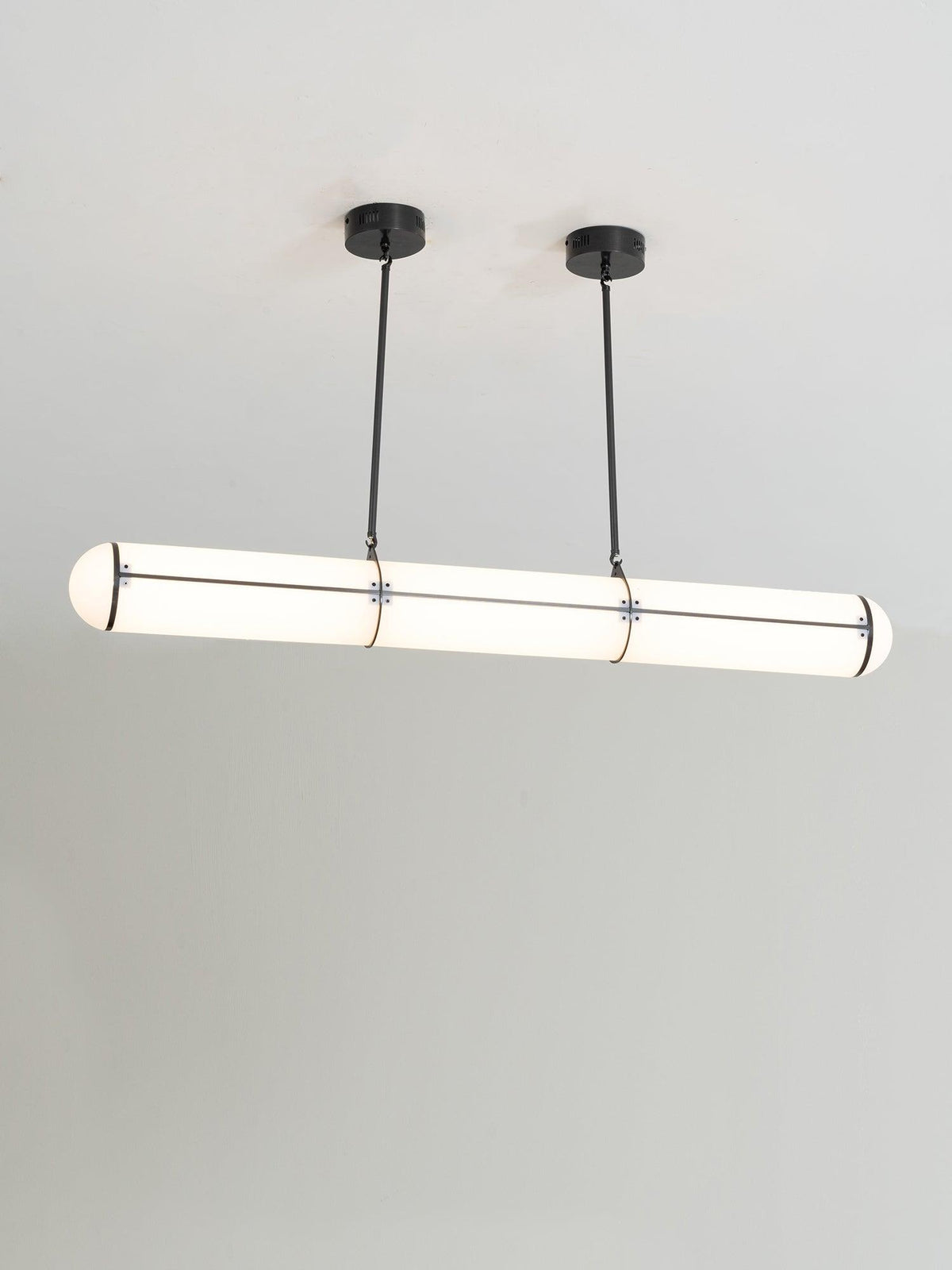 Architectural Cylinder Gold Black LED Linear Pendant