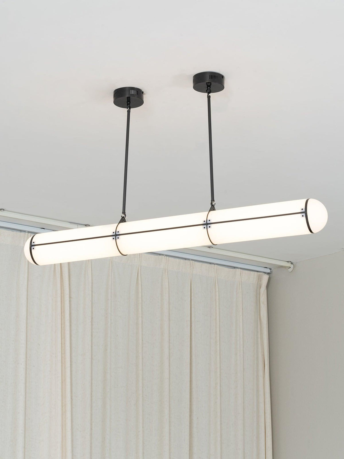 Architectural Cylinder Gold Black LED Linear Pendant