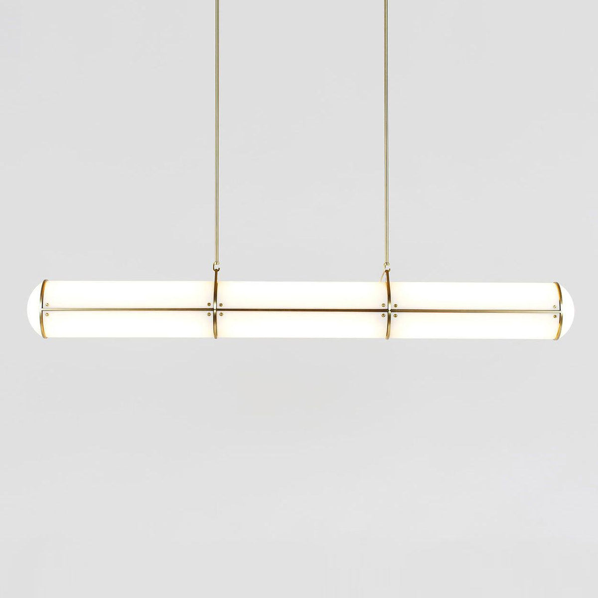 Architectural Cylinder Gold Black LED Linear Pendant