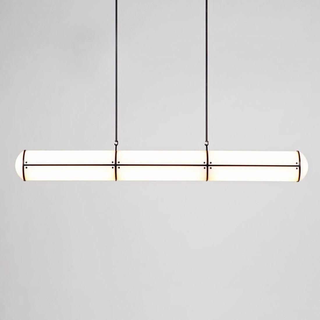 Architectural Cylinder Gold Black LED Linear Pendant