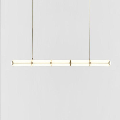 Architectural Cylinder Gold Black LED Linear Pendant