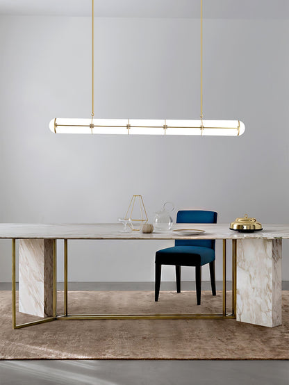 Architectural Cylinder Gold Black LED Linear Pendant