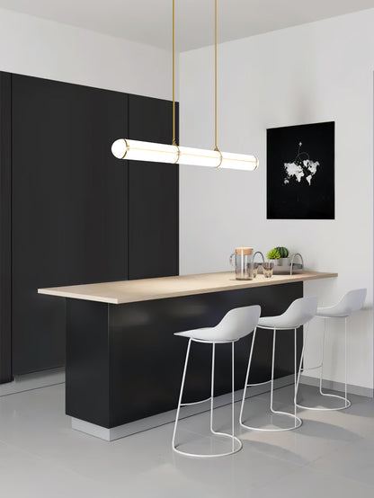 Architectural Cylinder Gold Black LED Linear Pendant