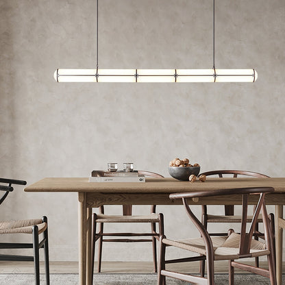Architectural Cylinder Gold Black LED Linear Pendant