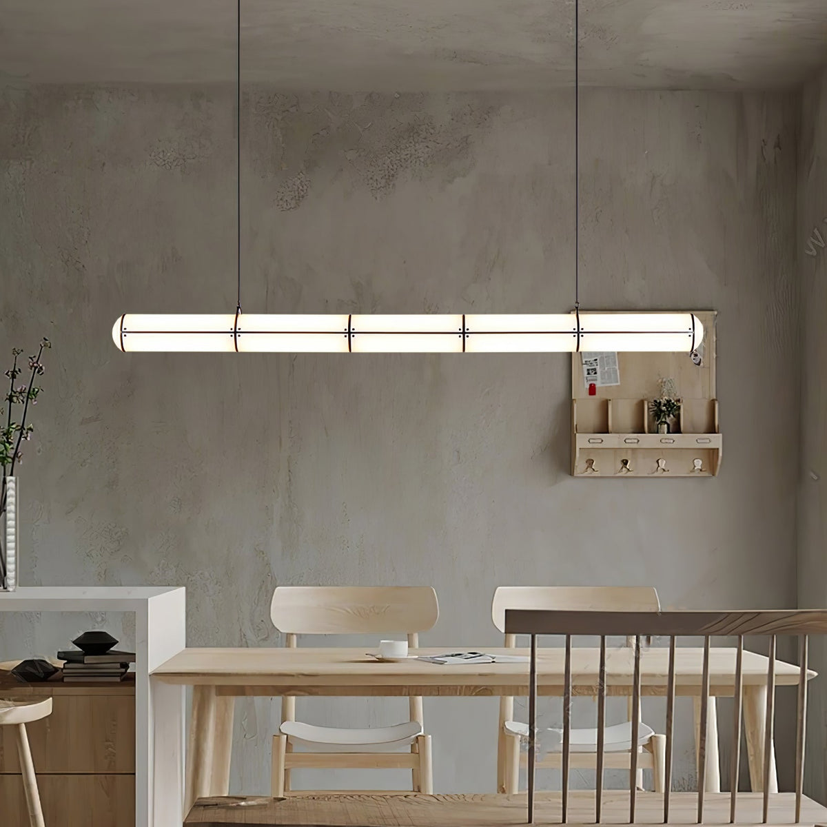 Architectural Cylinder Gold Black LED Linear Pendant