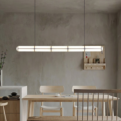 Architectural Cylinder Gold Black LED Linear Pendant