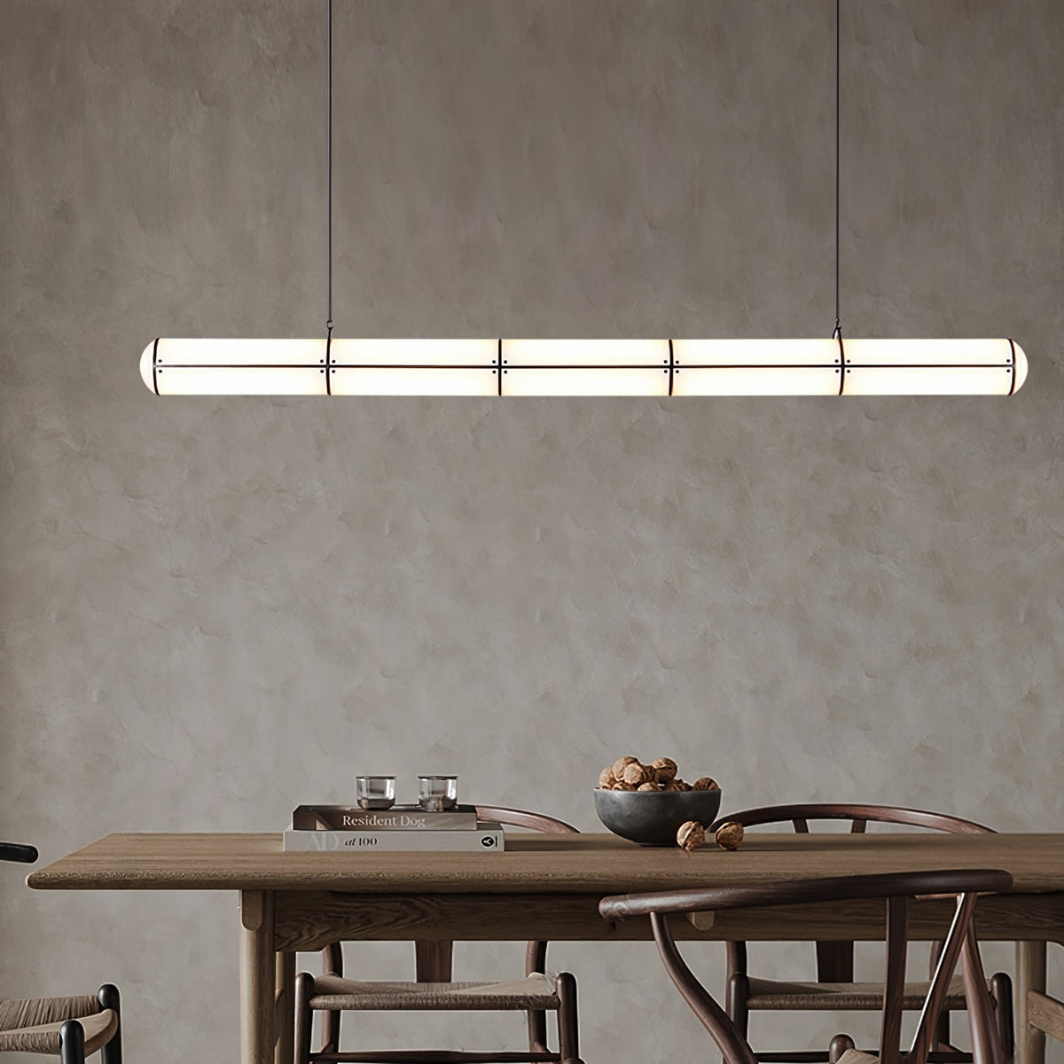 Architectural Cylinder Gold Black LED Linear Pendant