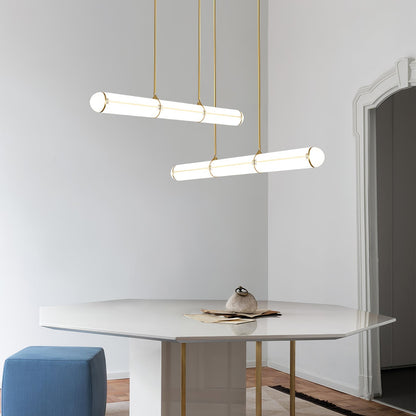 Architectural Cylinder Gold Black LED Linear Pendant