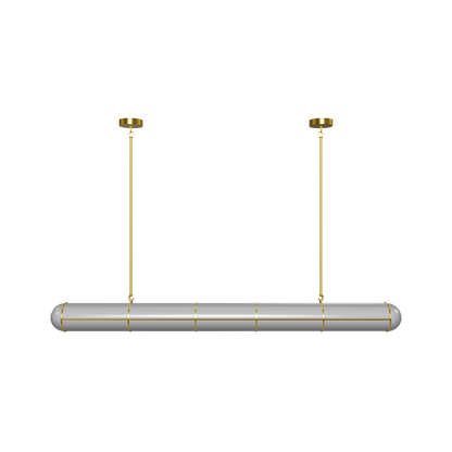 Architectural Cylinder Gold Black LED Linear Pendant
