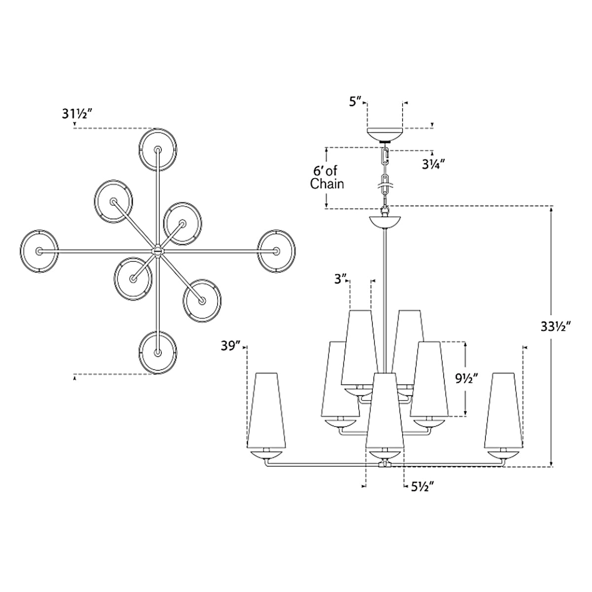 Aureline Linen Offset Chandelier