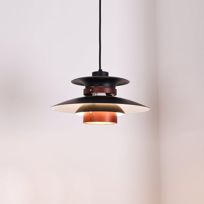 Modulo Layered Pendant Light ∅ 13.8″ x H 8.3″ / Dia 35cm x H 21cm / Black & Dark oak wood Pendant light