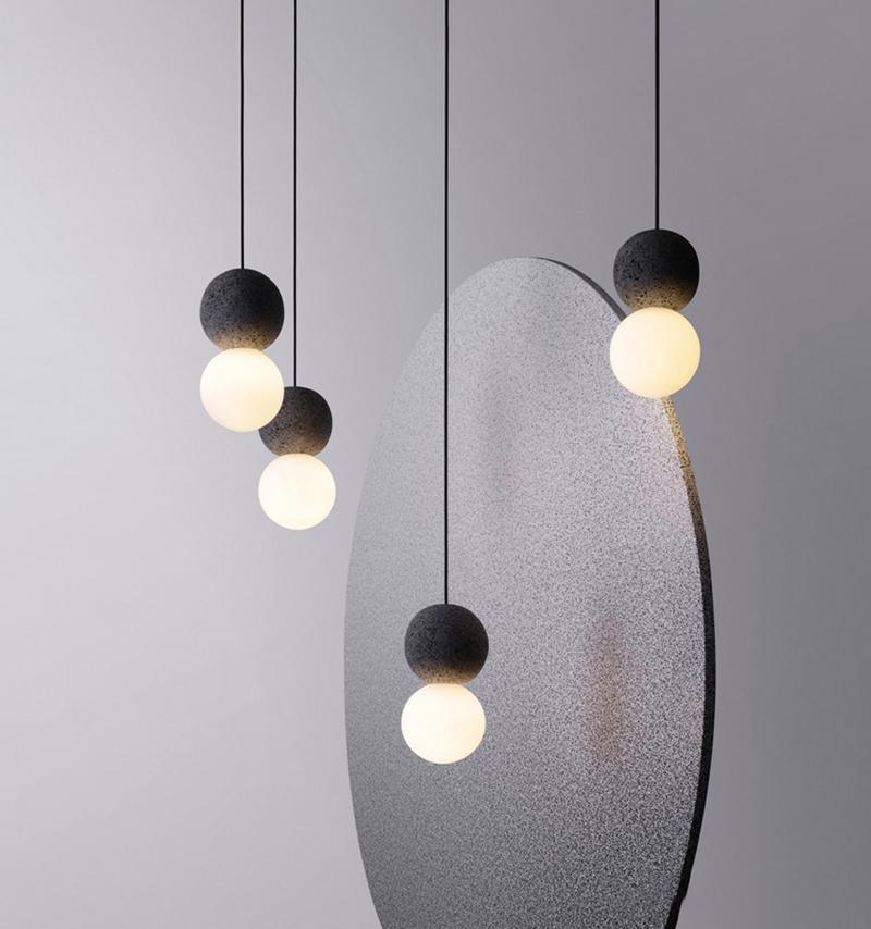Basalith Grey Black Stone Glass Pendant