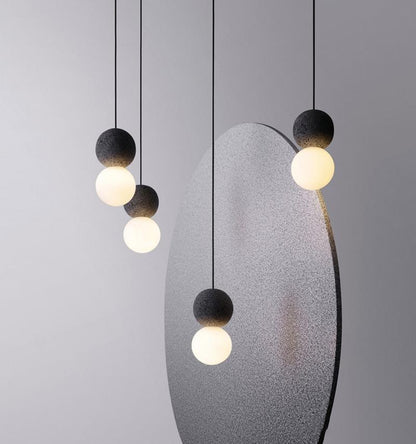 Basalith Grey Black Stone Glass Pendant